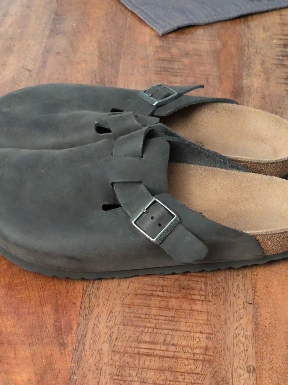 Birkenstock Black Nubuck Slip-On Clogs with Buckle New With No Box